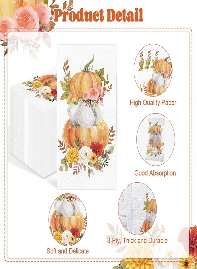 IANFEPH 100 Pcs Fall Pumpkin Paper Napkins 3-Ply Disposable Guest Hand Towels Thanksgiving Decorative Dinner Napkins for Home Autumn Holiday Party - Image 3